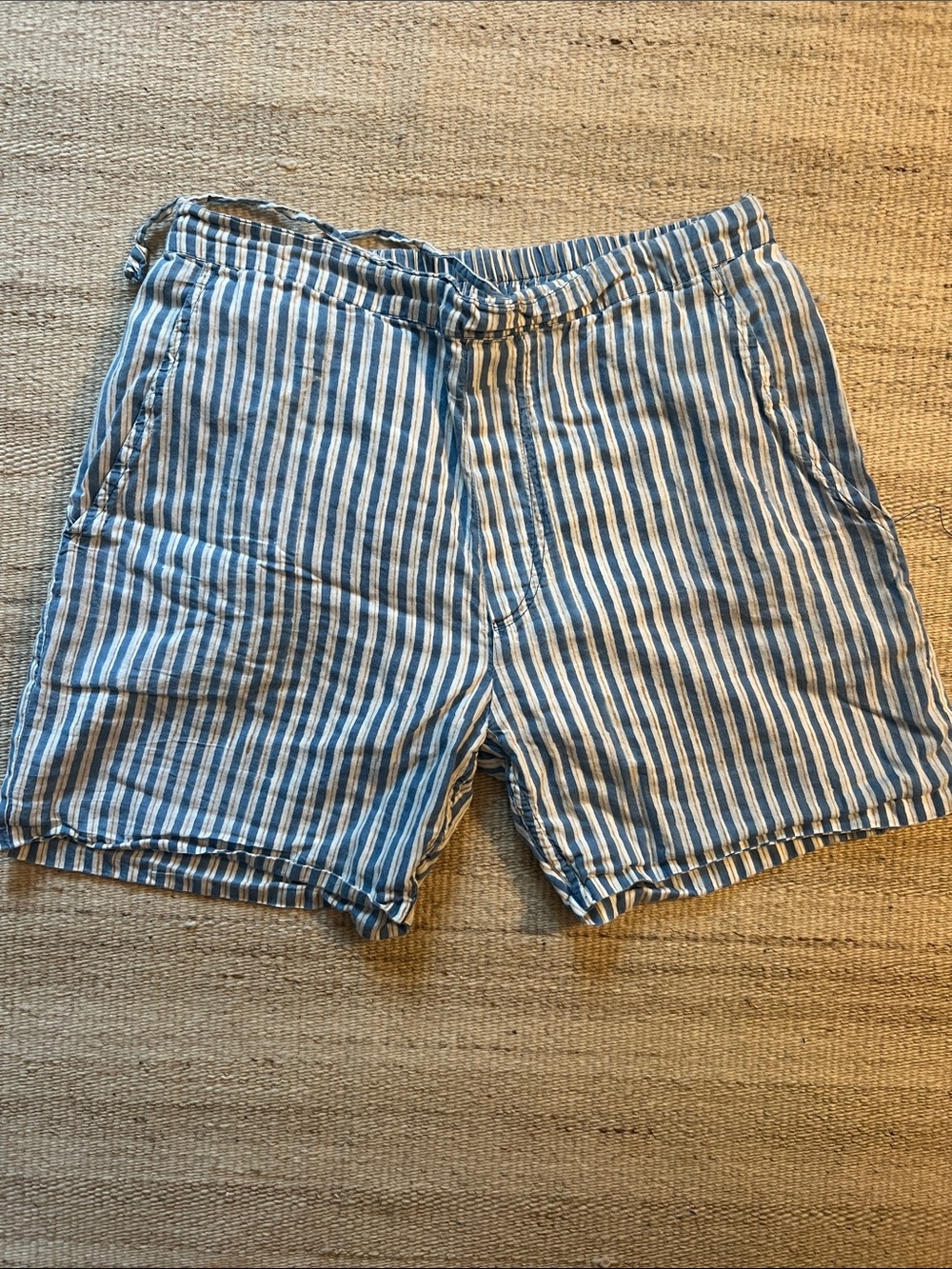 Victoria: Made with Love & Laughter Blue and White Striped Indian Cotton Shorts